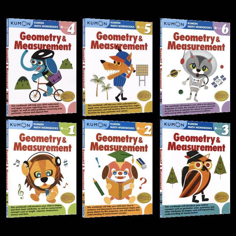 Kumon Math Workbooks Geometry & Measurement Grade 1-6 Elementary School ...