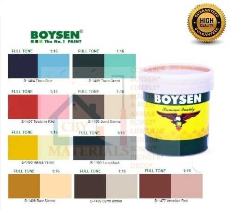 BOYSEN PAINT 1/4 Liter Acri Latex Colors Variuos Pyz395 | Shopee ...