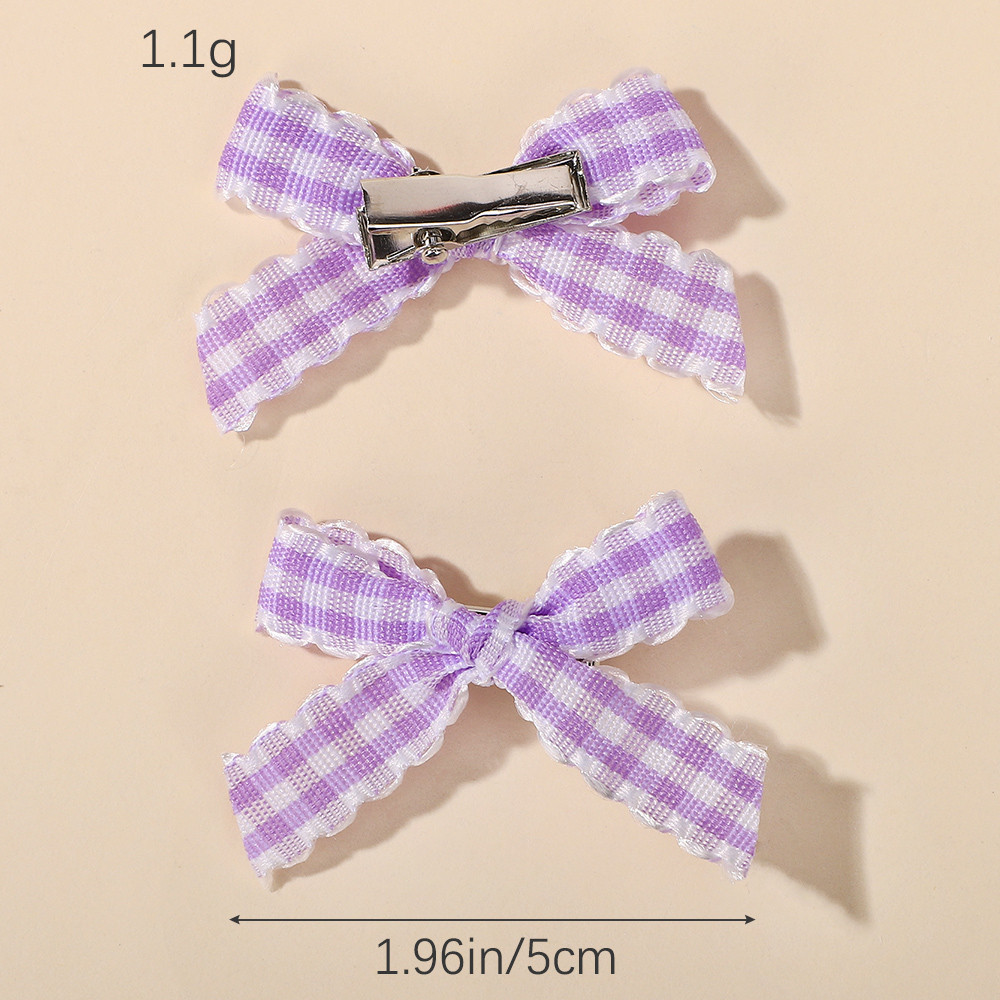 12Pcs Sweet Lace Side Cheer Bow Hair Clips for Girl Grid Solid Color ...