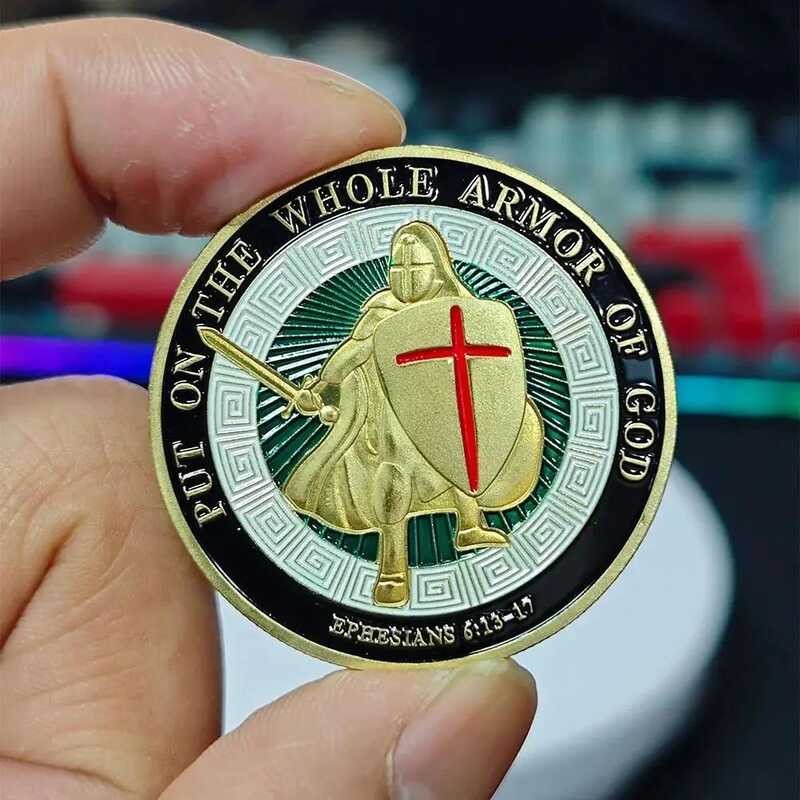 1Pc COD Knight Templar Souvenir Gold Plated Collectible Gift Christ ...