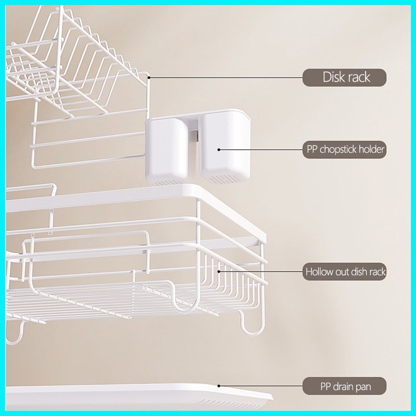 FPX White Dish Rack Kitchen Organizer Drip Plate Drain Rack Drainer ...
