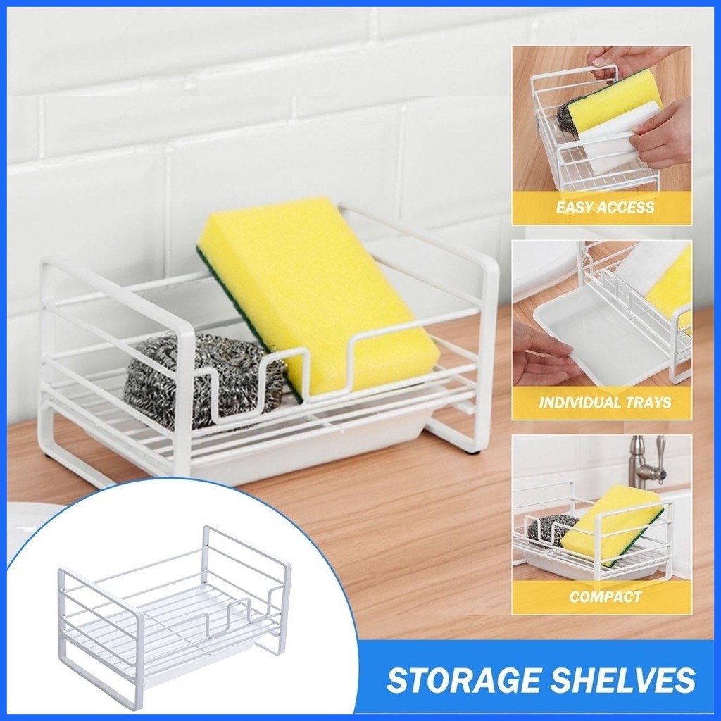 ① Kitchen sponge rack sponge drainage rack drain cloth sink storage ...