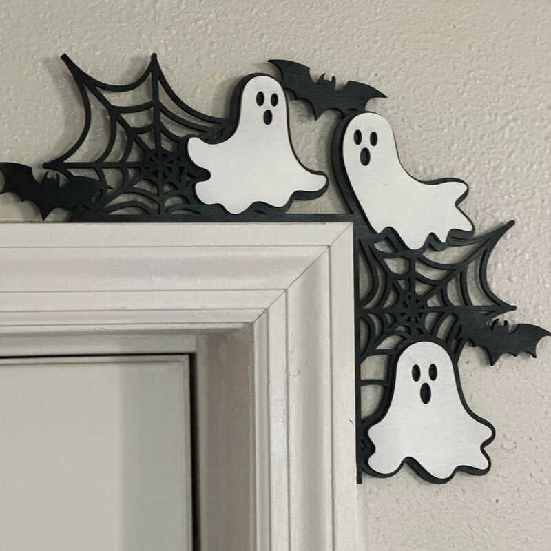 LY Halloween Ghost Pumpkin Witch Wooden Door Corner Decoration Door ...