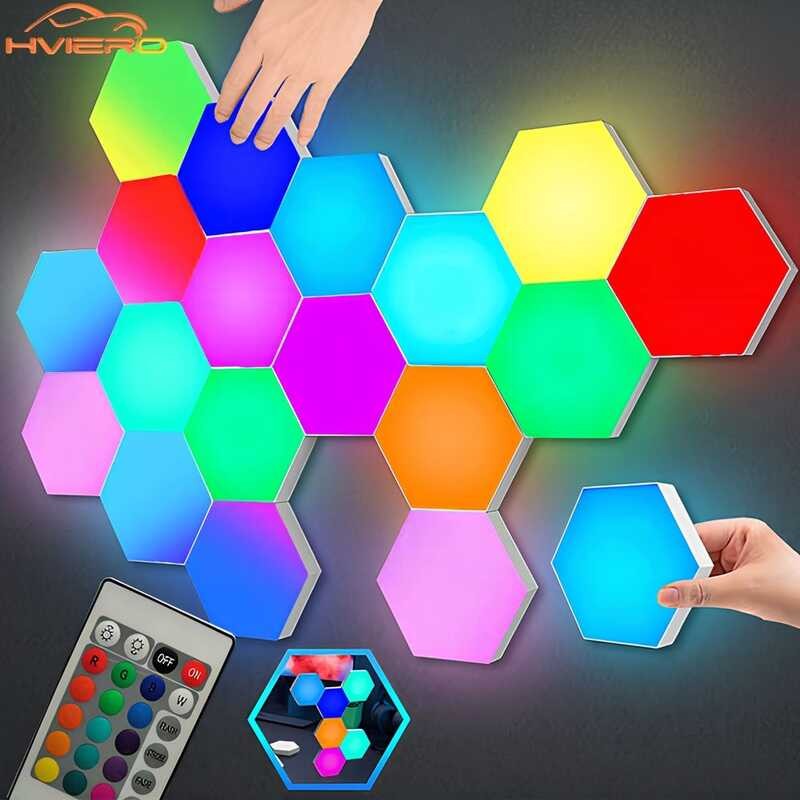 Quantum Hexagon Wall Lamp LED RGB Touch Sensor Honeycomb Light DC 5V ...