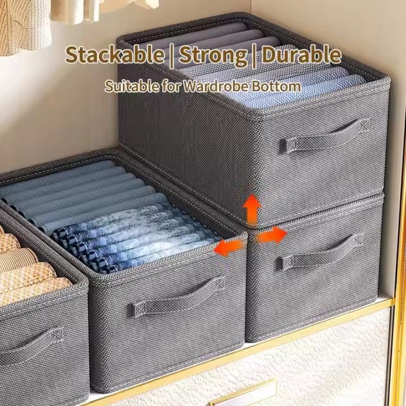 Foldable Stackable Non-Woven Clothes Storage Box Large Capacity for ...