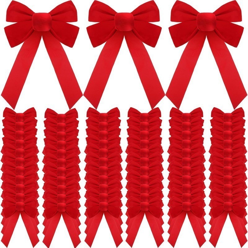 1/3/5Pcs Christmas Tree Velvet Ribbon Bows / Vintage Wreath Decor ...