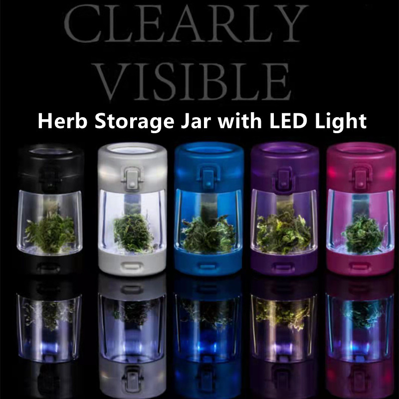 Herb Container with LED Light Jars Light-Up LED Transparent Glass 50ml ...