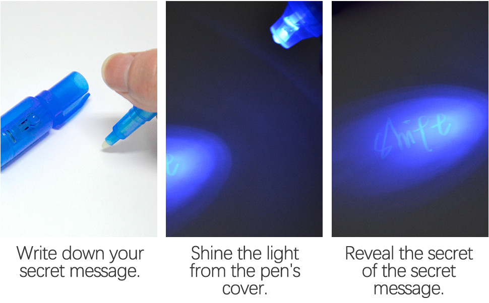 Invisible Ink Pen Spy Pen with UV Light, Magic Marker for Secret ...