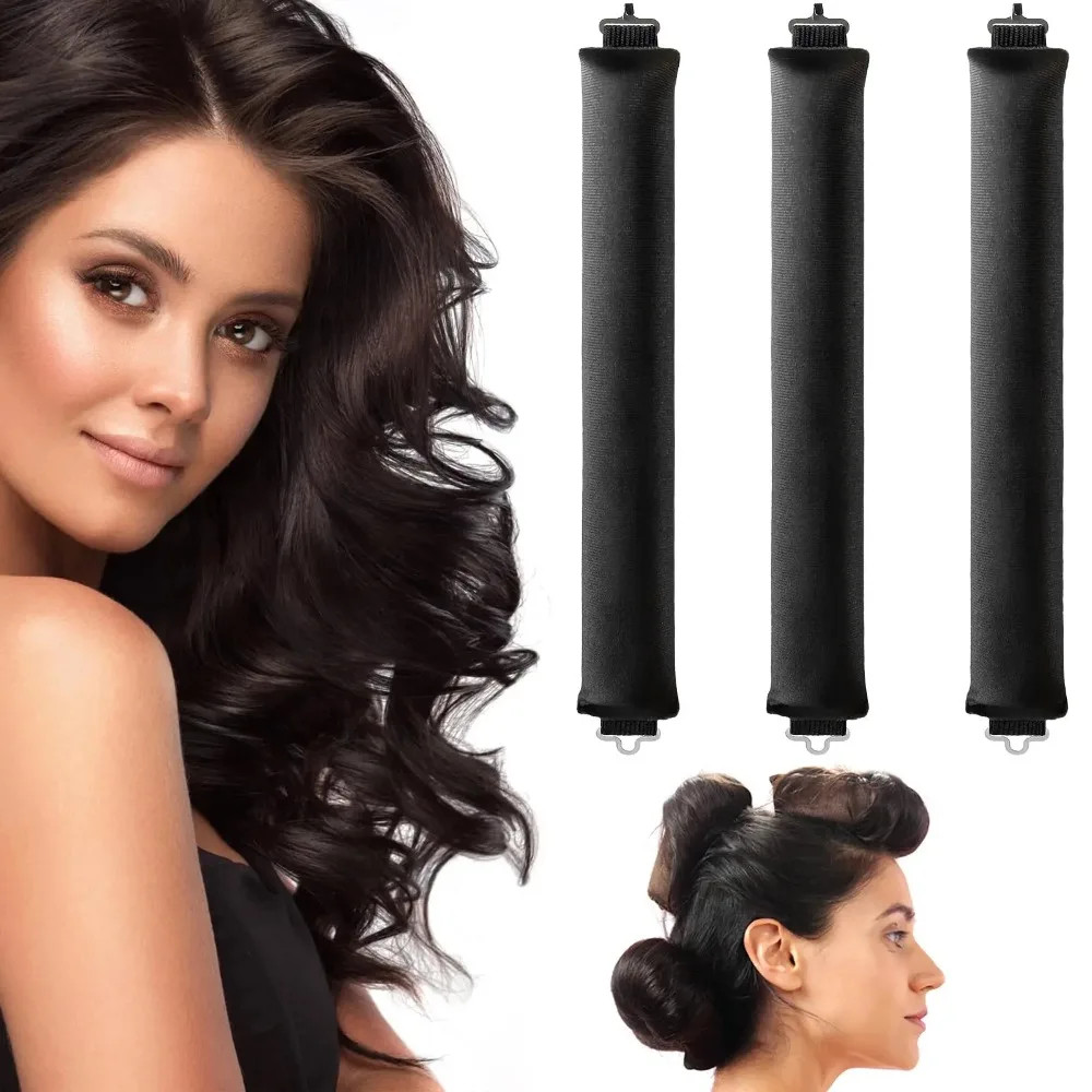 1/3/4pcs Big Wave Lazy Heatless Curling Rod Plush Head Hair Curler Wave ...