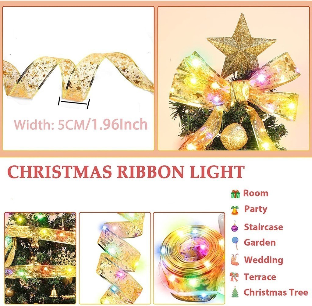 Christmas Ribbon Lights Christmas Fairy Lights for Weddings,New Year ...