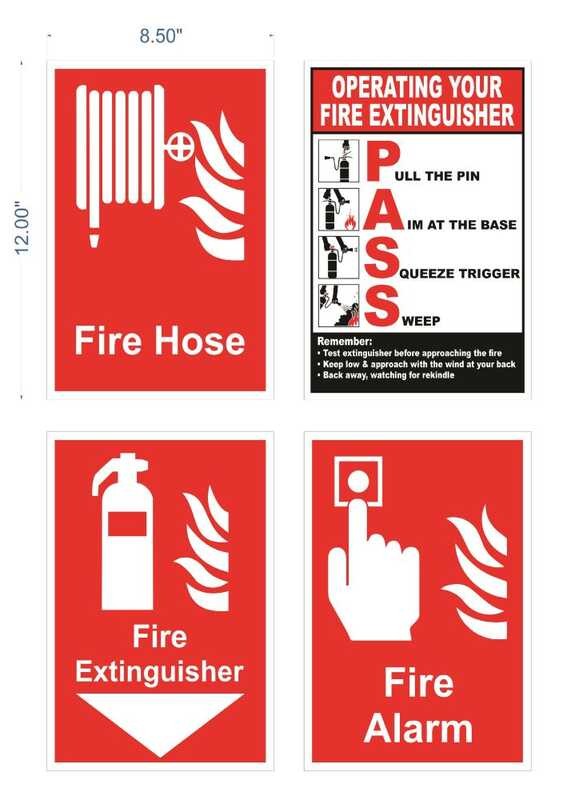 GLOW IN THE DARK Safety Signs Hose Signage Extinguisher | Fire Alarm ...