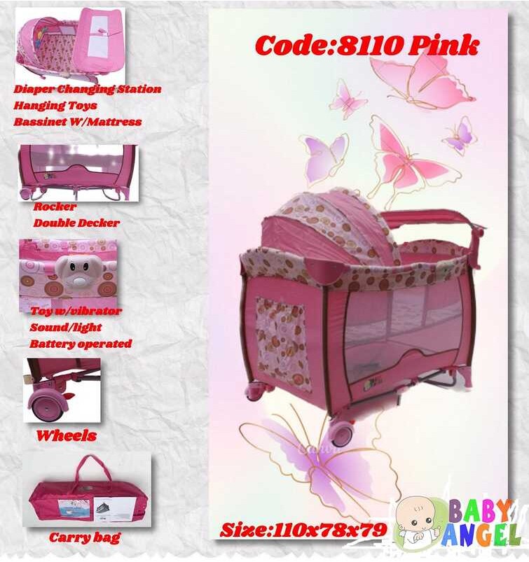 Angel Baby Crib/Playpen With Mosquito Net, And Vibrator Pnc8110 PINK Shopee Philippines