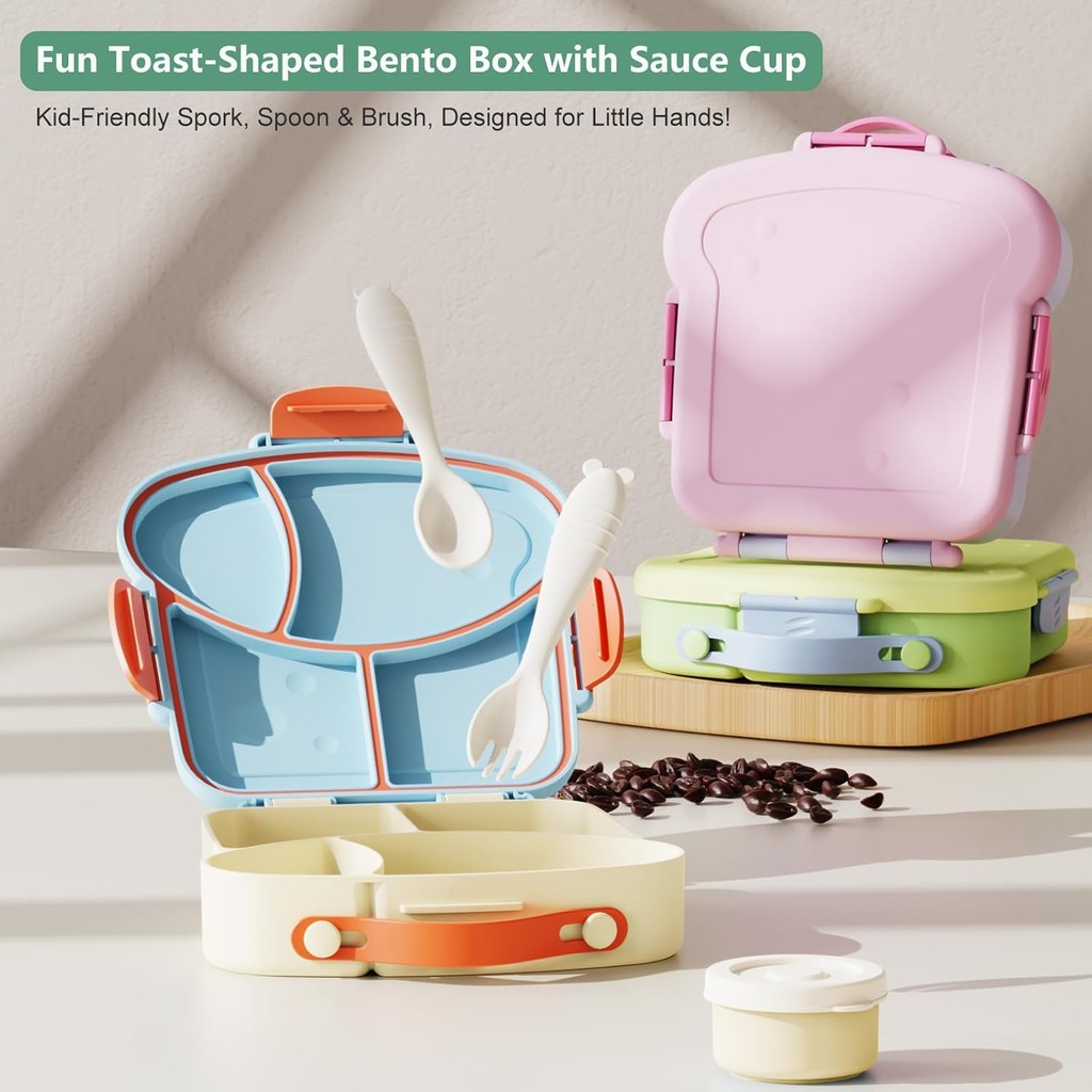 Kids Student Lunch Box Portable Leak-Proof 4-Compartment Lunch Box for ...