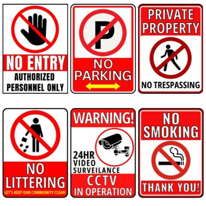 Prohibited Signage A4 Size Vinyl Sticker Water Proof Wall Sign Parking ...