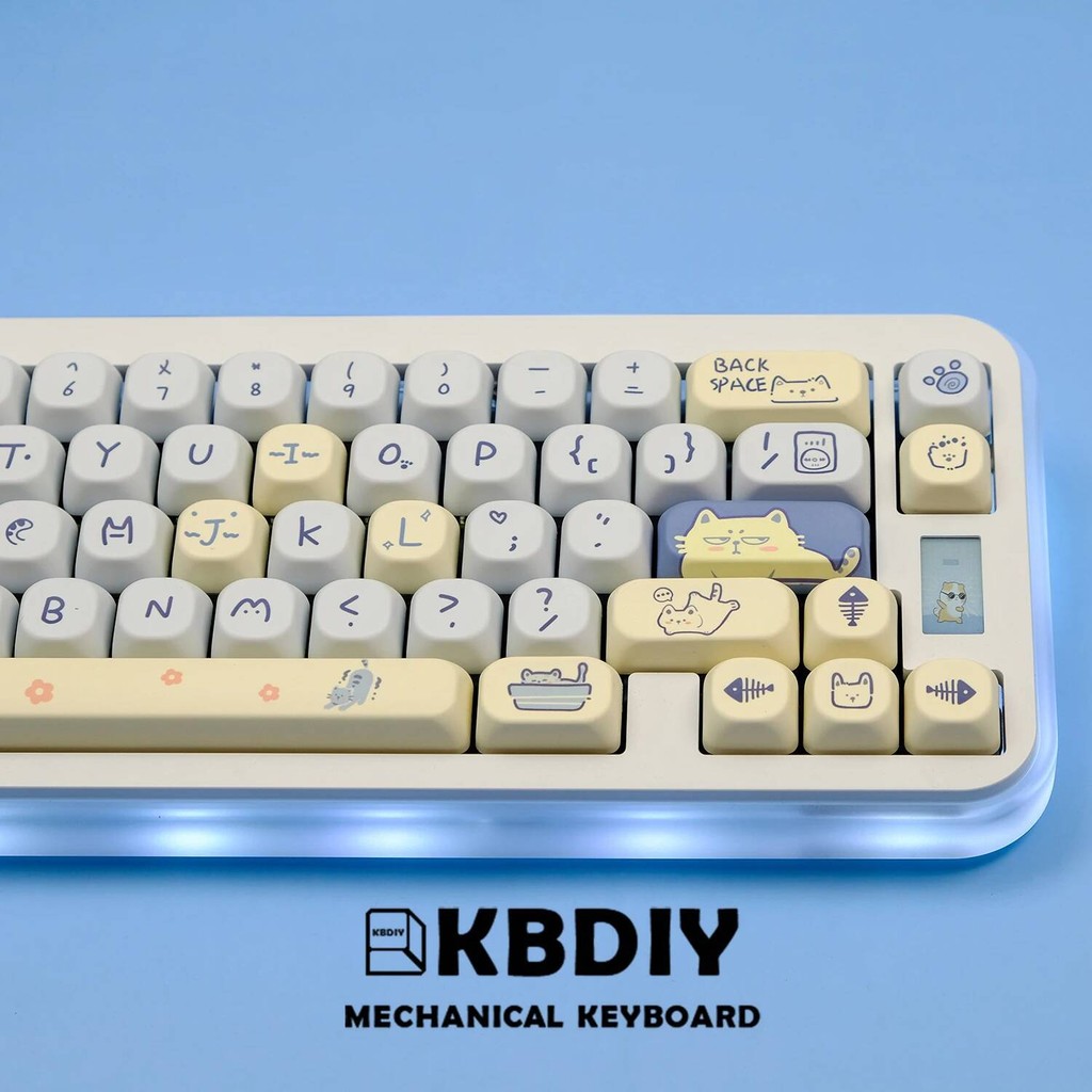 141 KBDiy Keys/Set Cute Blue Meow Keycaps Mechanical Keyboard PBT ...