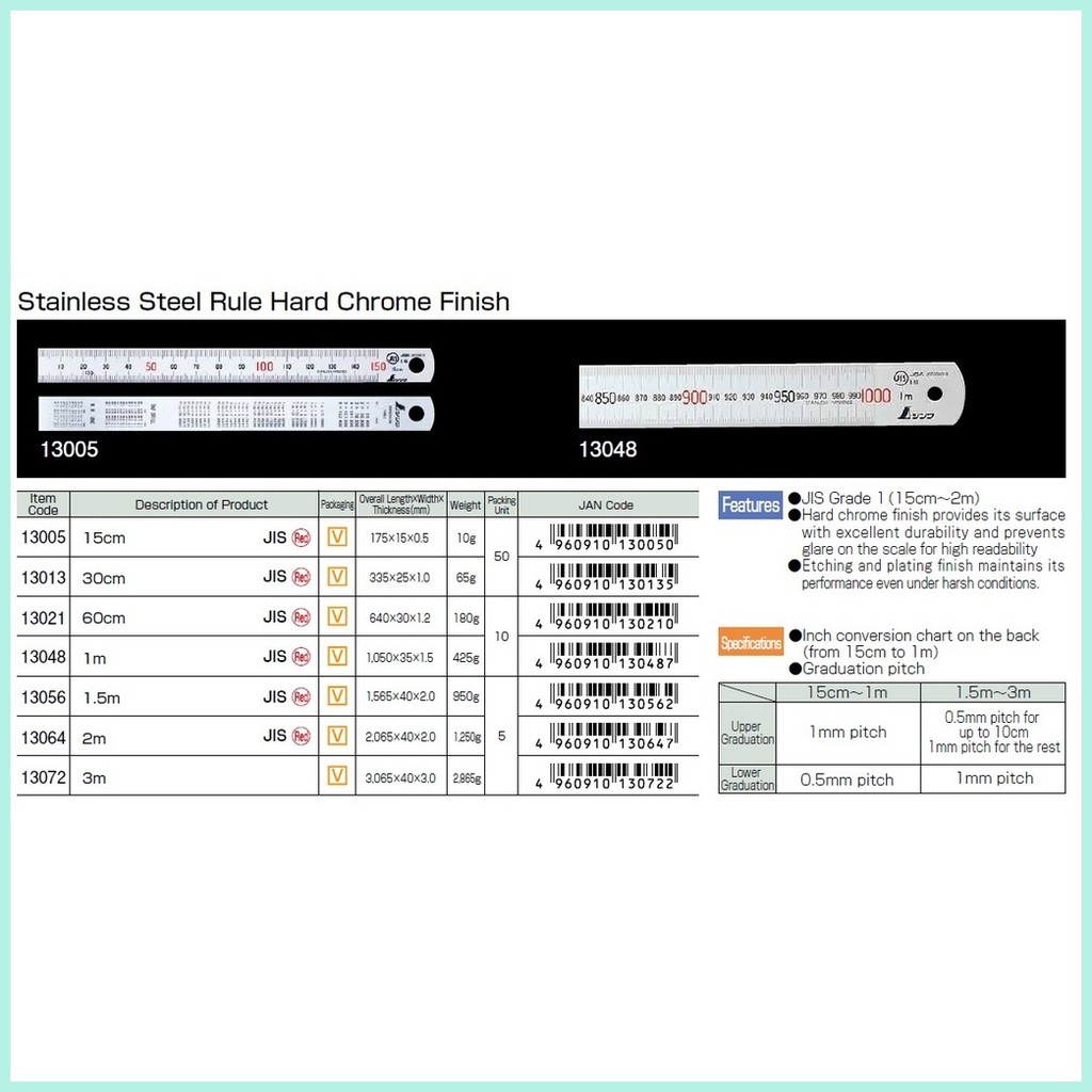 SHINWA Stainless steel ruler 1M ( JAPAN BRAND ) | Shopee Philippines