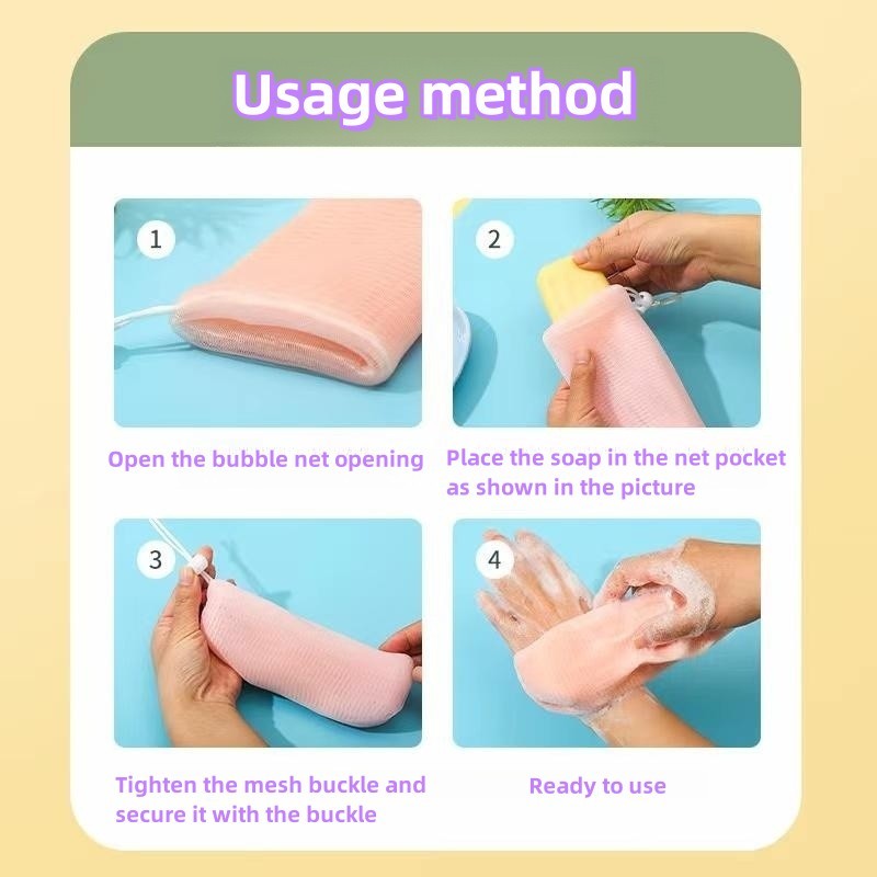 4pcs Multi-layer soap mesh foaming net Soap Net Body Shower Cleaning ...