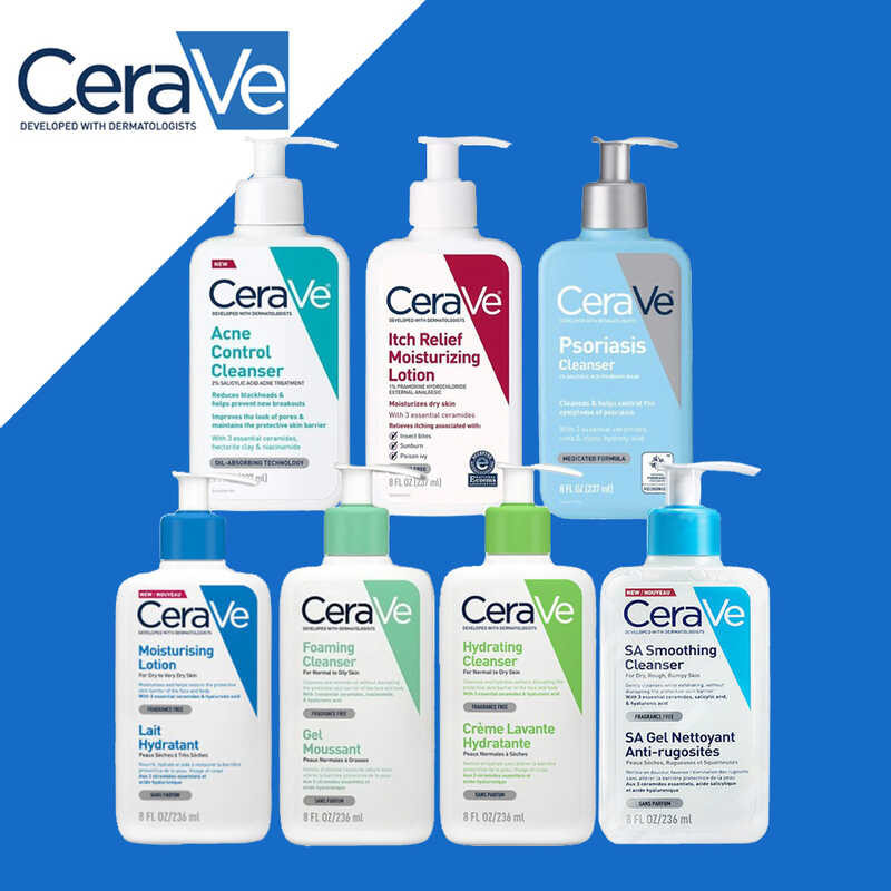 Cerave Foaming Cleanser l Hydrating Renewing SA Moisturizing Lotion ...