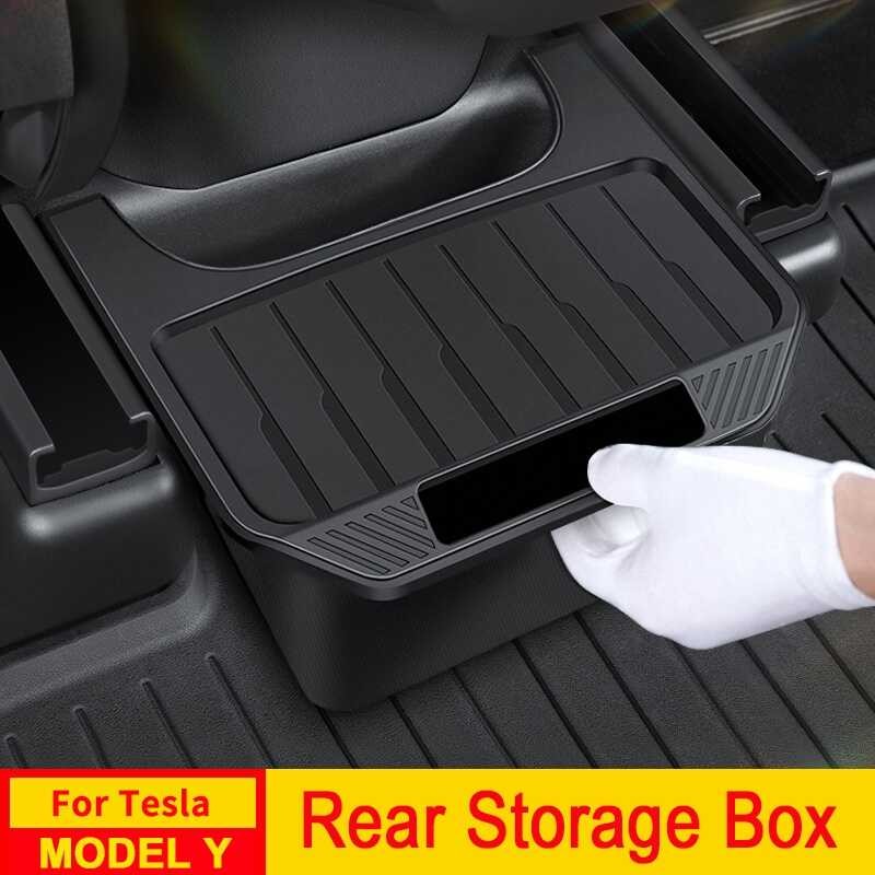 Rear Seat Storage Box For Tesla Model Y Organizer Center Console Bins ...