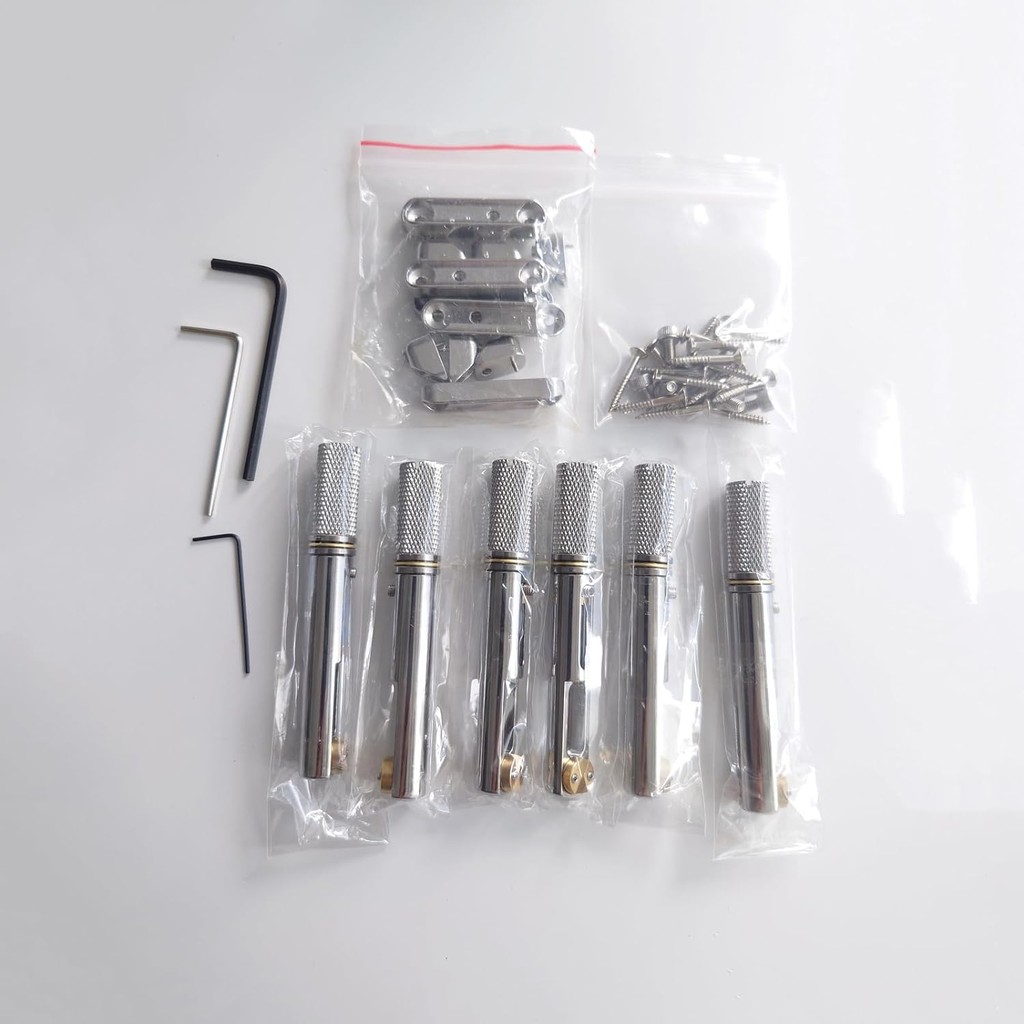 Stainless Steel Headless Guitar Bridge Set Single Bridge Silver for 6/7/8 String Electric