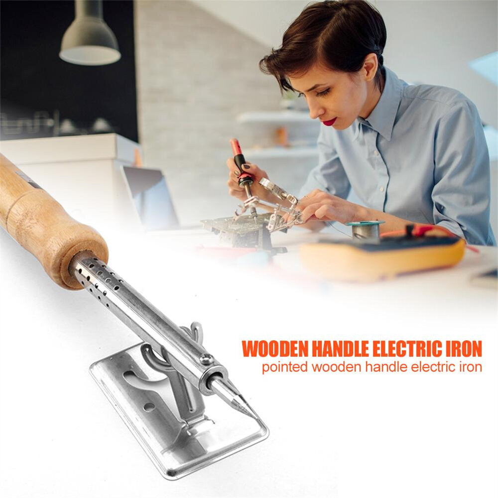 220V-240V AC 100W Wood Handle Electric Soldering Iron Hand Tool Set ...