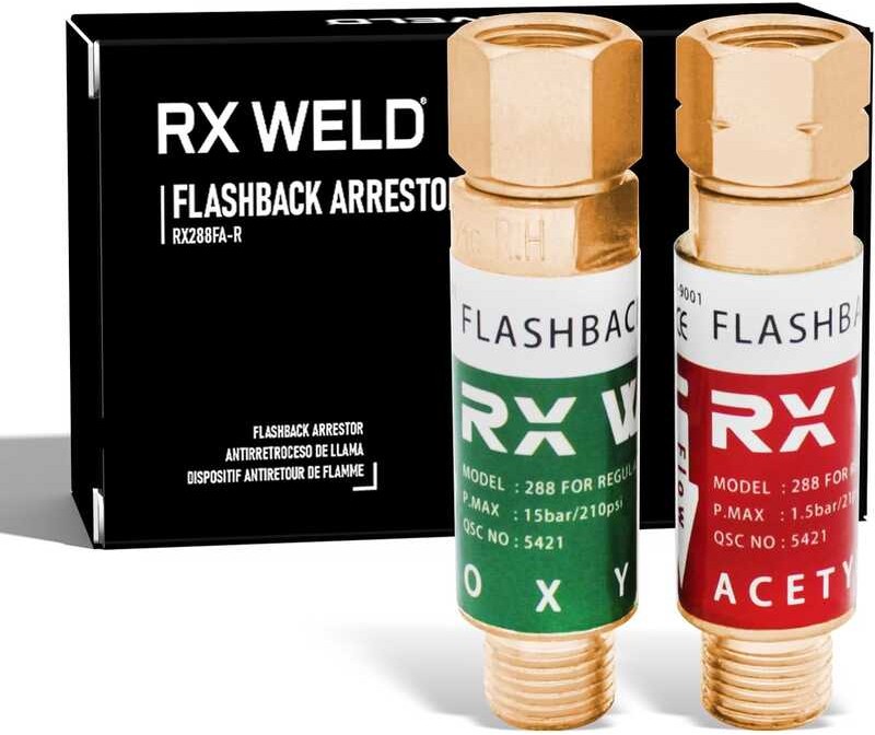 Oxygen RX WELD Acetylene Flashback Arrestors Set Regulator End Standard ...