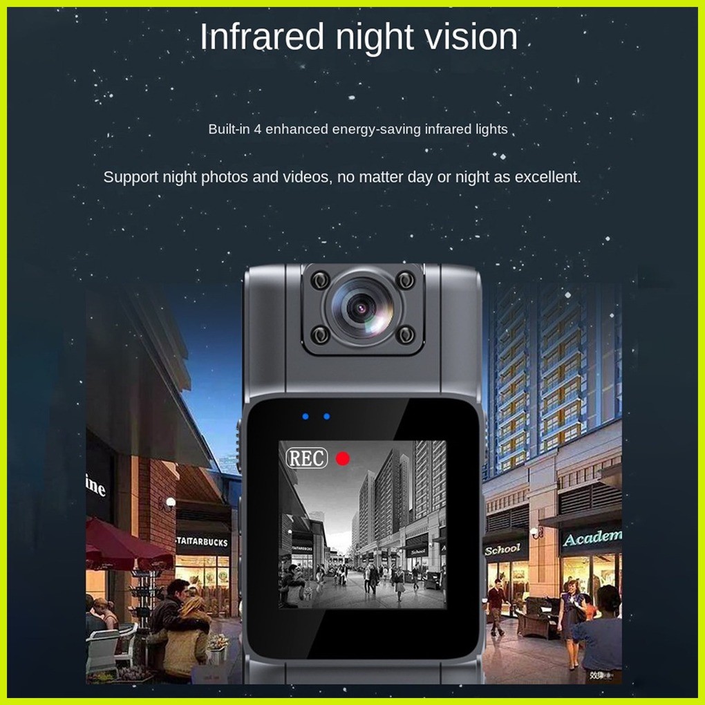 WIFI Mini Camera With HD IPS Screen 180° Len Clip Full HD Body Worn