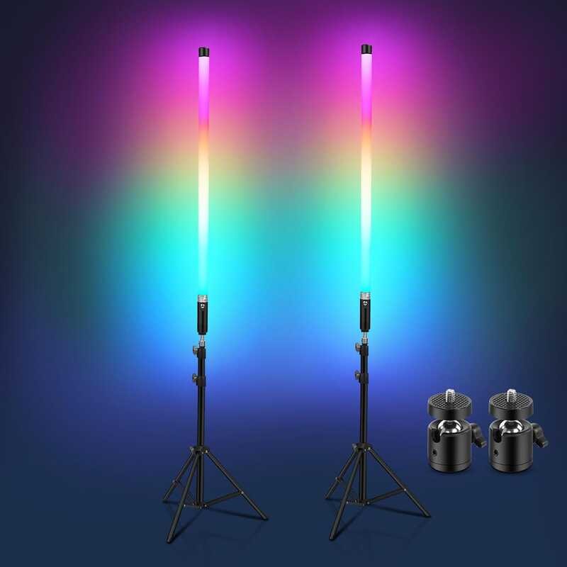 APP controls 2-piece RGB vivid color LED tube lights, rechargeable and ...