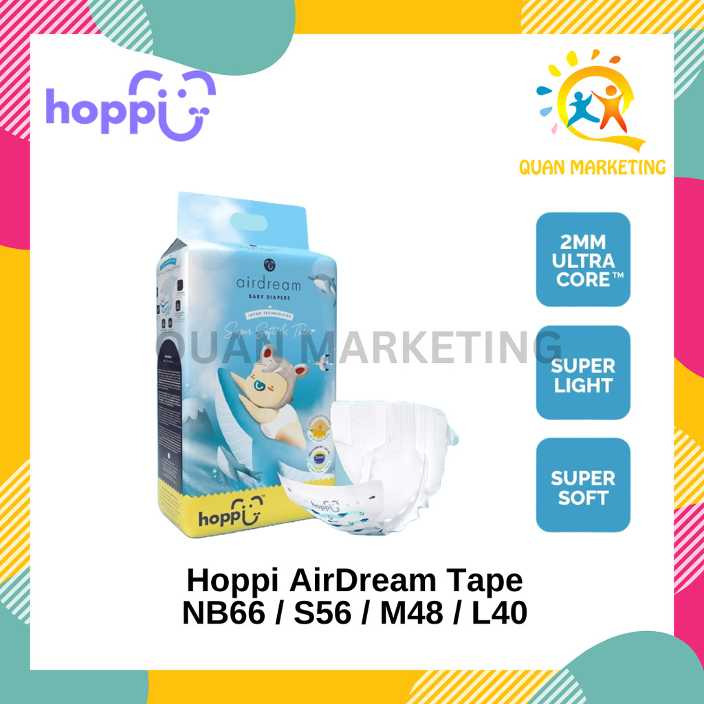 Hoppi AirDream Baby Diaper Tape - NB66/S56/M48/L40 (1 Pack) | Shopee ...