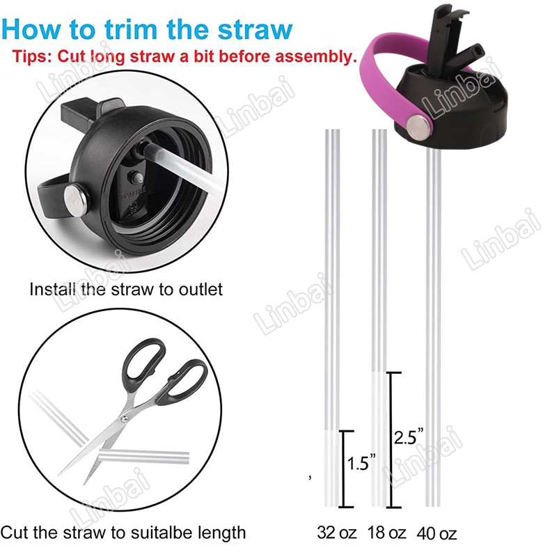 LINBAI Flask Straw Lid Cap and Silicone Boot for Wide Mouth Water ...