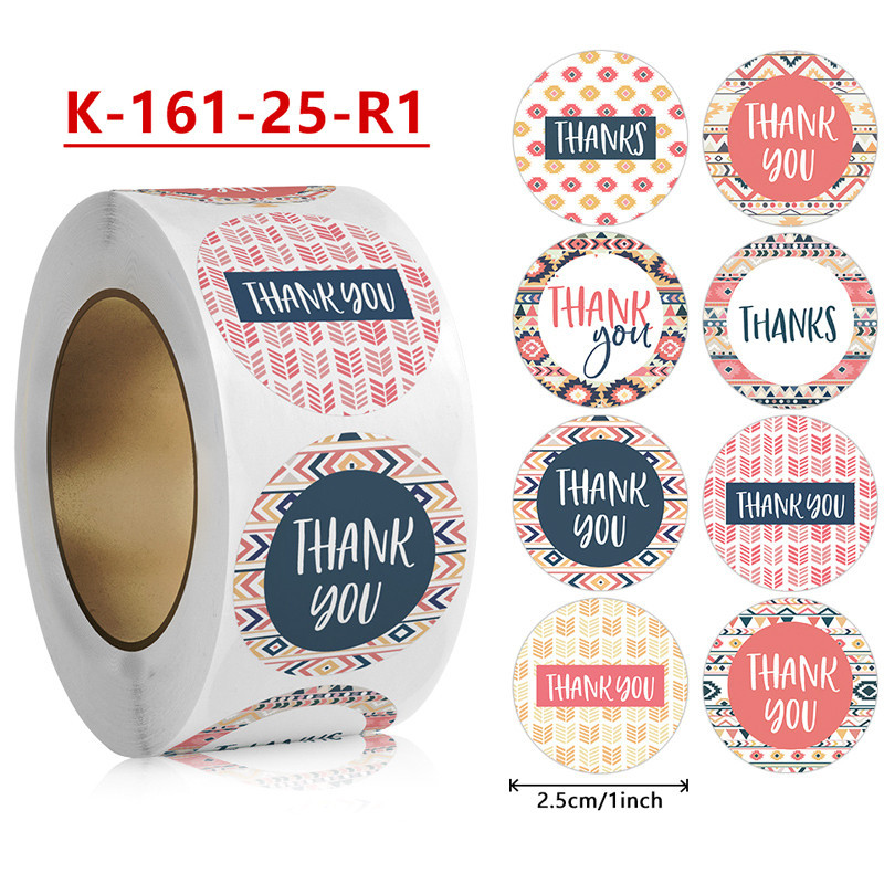 COD 1Roll 500pcs Thank You Tape Thankyou Flower Round Seal Sticker Tags ...