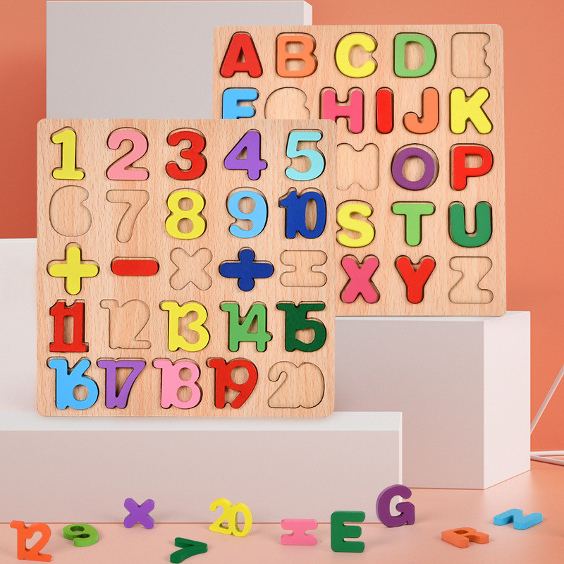 Montessori ABC Alphabet Digital Puzzle Wooden Toys Kid Number Letter ...