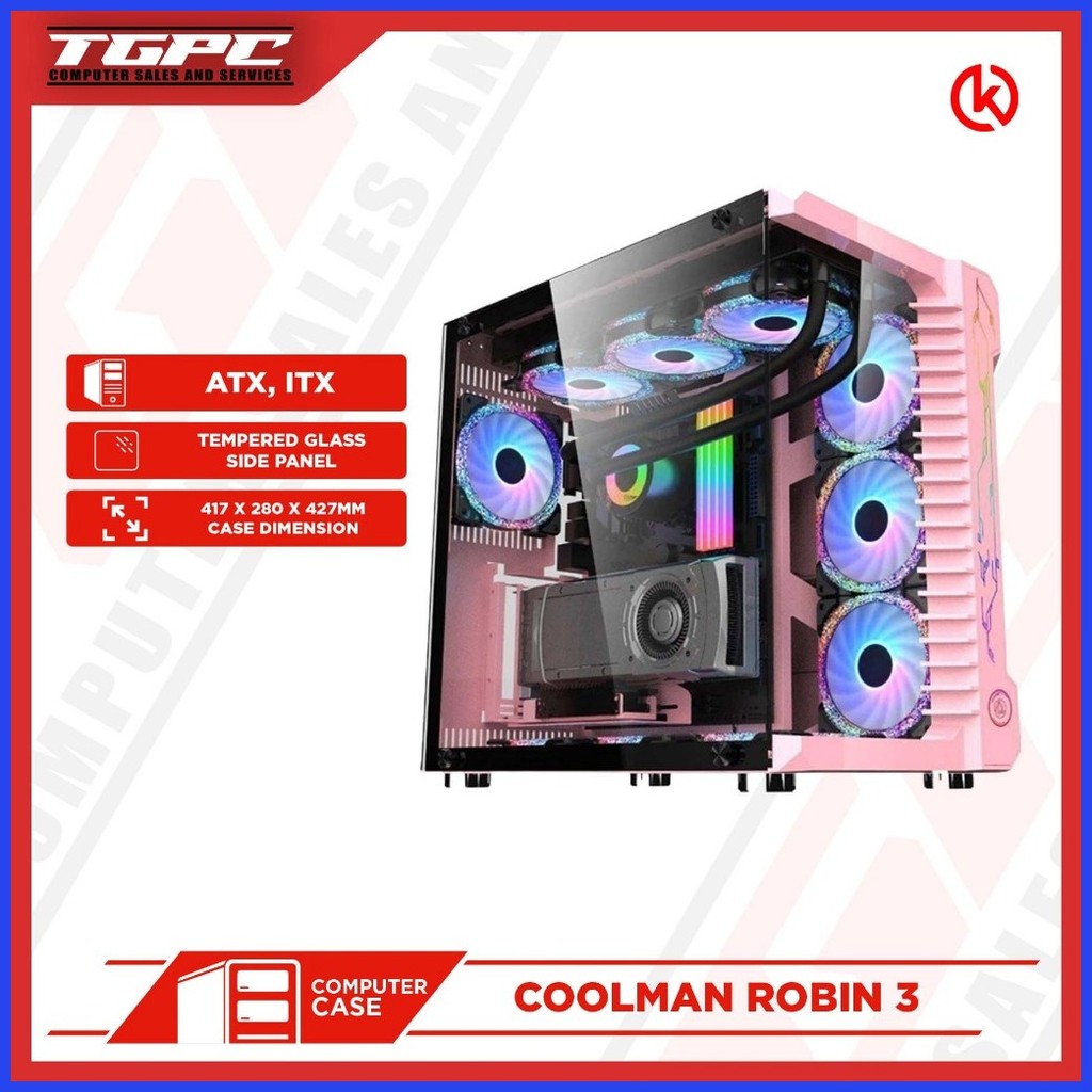 Coolman Robin 3 Gaming Case Tempered Glass Full Tower | KEYTEC ROBIN SE ...