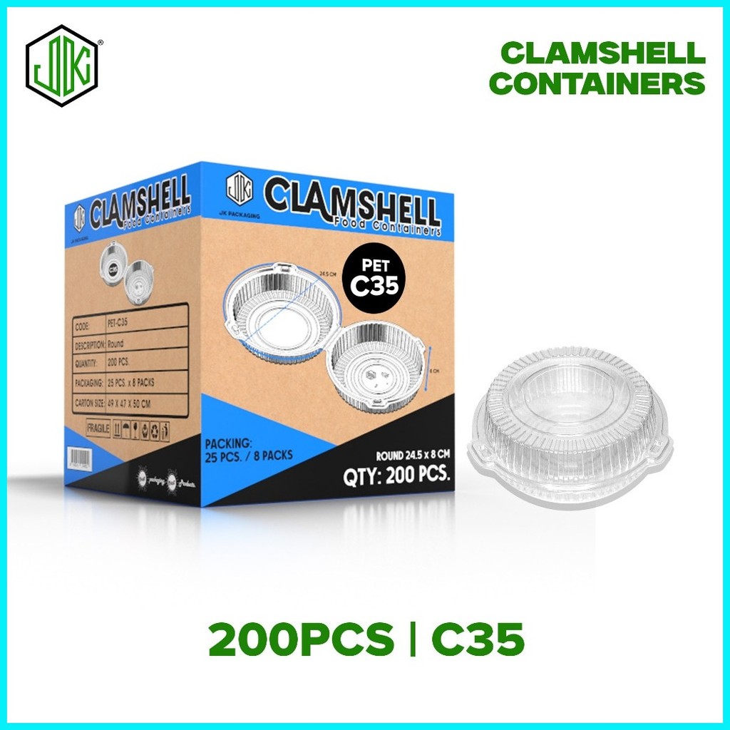 JKM 200pcs 1 BOX Plastic Clamshell Round Square Rectangle Disposable ...