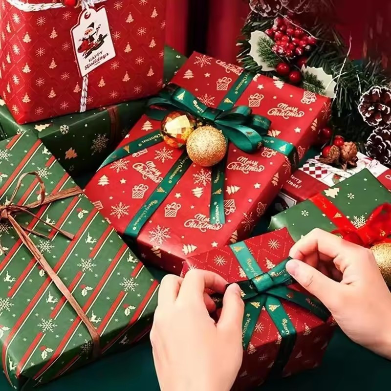 5/10/20Pcs Christmas Gift Packaging Paper / DIY Vintage Kraft Flower ...