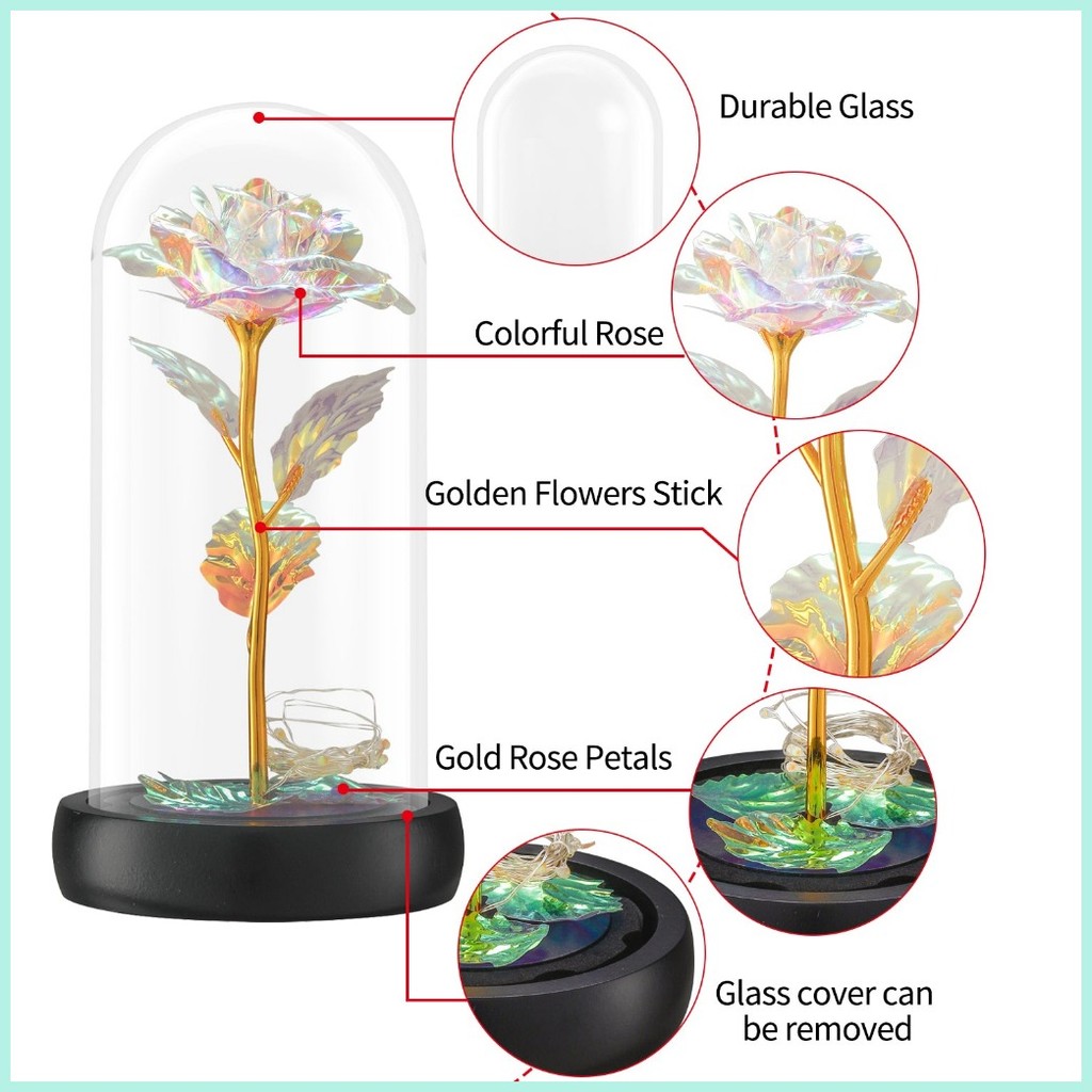 Eternal Rose with LED Light Rose Lamp Rose Artificial Flower Gift Idea ...