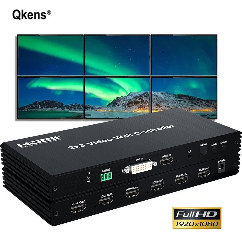 1080P 2X3 DVI HDMI Video Wall Controller Processor 2x2 3x2 6 Screen TV ...