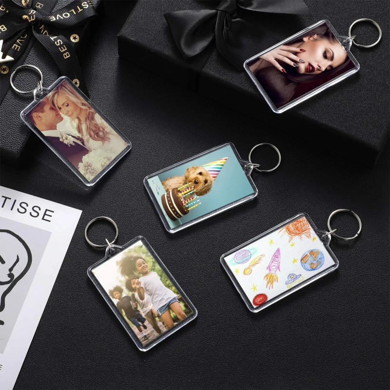 10Pcs Acrylic keychain DIY Photo insert Transparent Photo Frame Key ...