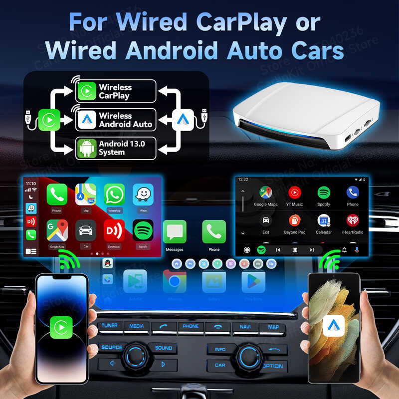 2024 New Car kit 13 AI HDMI Wireless Carplay Android Auto TV Video Box ...