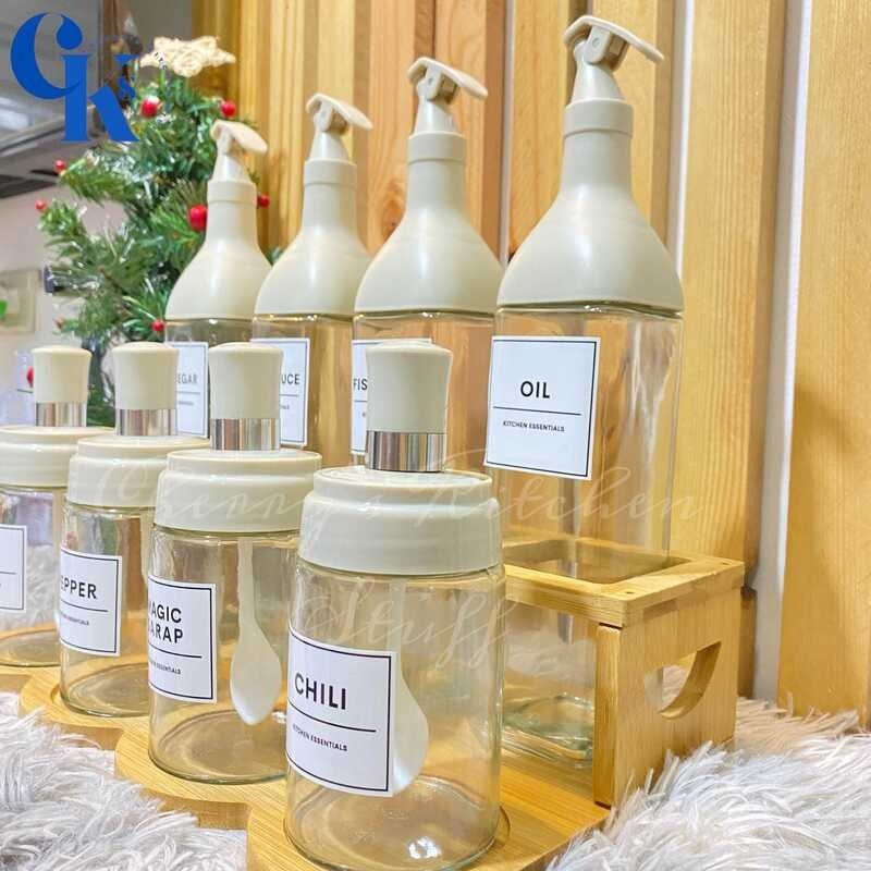 9In1 CKS Condiments Rack Wooden Nordic Bottles Organizer | Shopee ...