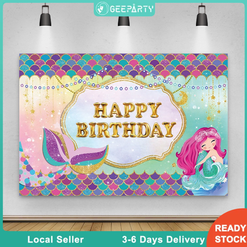 Reusable Mermaid Party Backdrop Cloth For Under The Sea Birthday Party ...