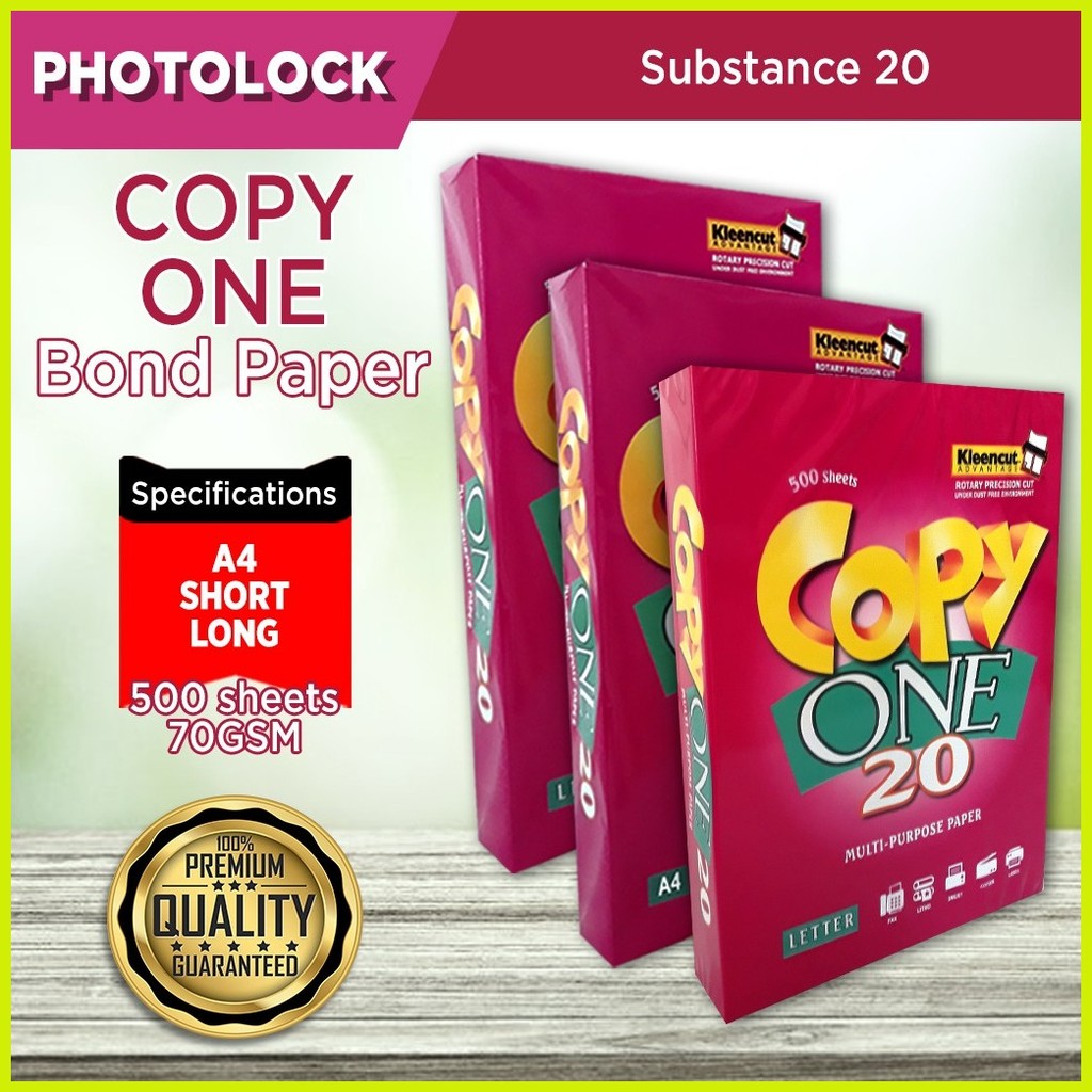 70gsm Copy One Bond Paper A5 / Short / A4 / Long Size (500sheets