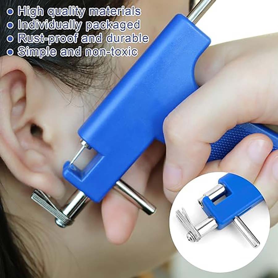 Ear Piercing Gun Set with 98pcs Stud Earings Safe Sterile No Pain Ears ...