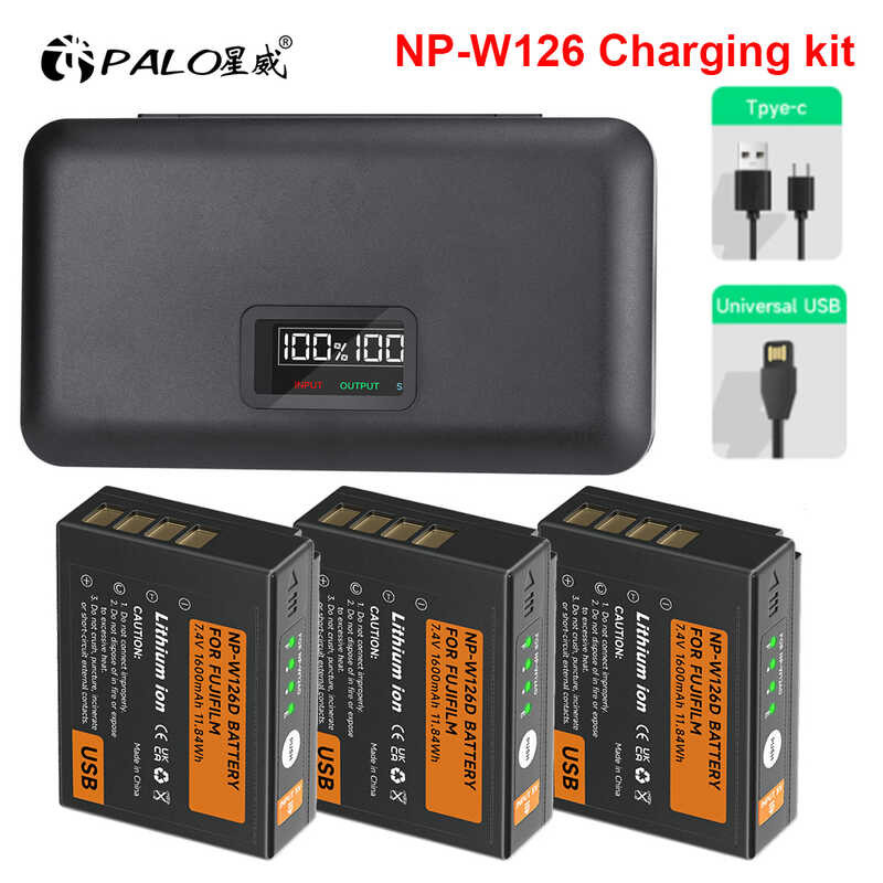 DSTE NP-W126 Batteria (2 pezzi) e Caricatore Compatibili con Fujifilm X-A1, X-E1, X-E2, X-M1, X-Pro1, HS30EXR, HS33EXR, HS50EXR