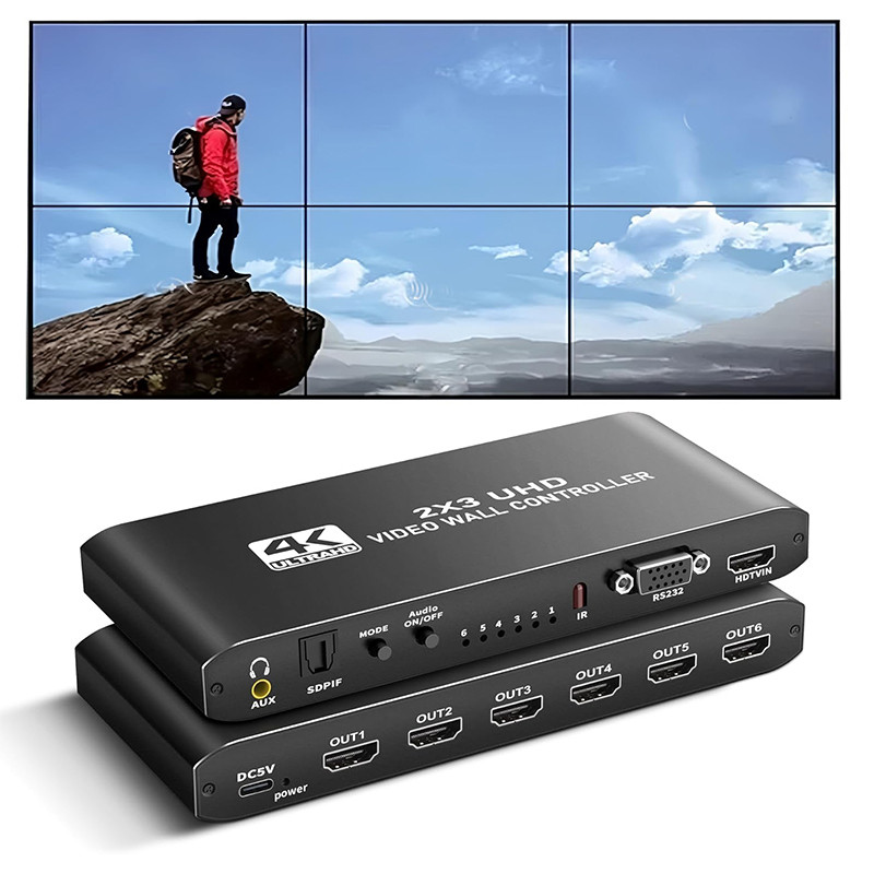 2x3 HDMI Video Wall Controller 4K 1080P 60Hz 2x3 2x2 2x1 1x2 3x2 Screen ...