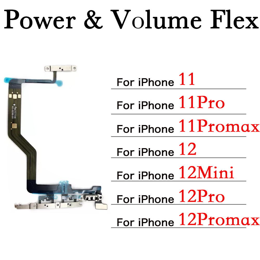 Flex Cavo Power E Volume Per IPhone 12 Pro Max (modelli A2342, A2410) - Nero, Ricambio