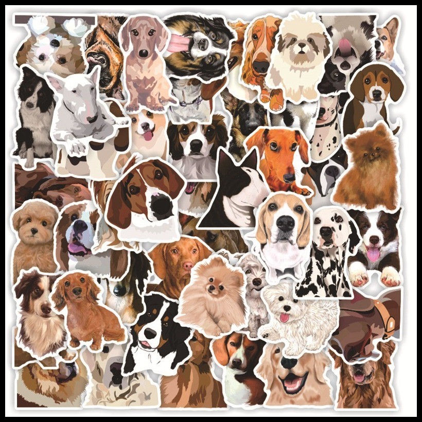 50Pcs Funny cute cartoon Dogs Emoji Stickers DIY Waterproof Doodle ...