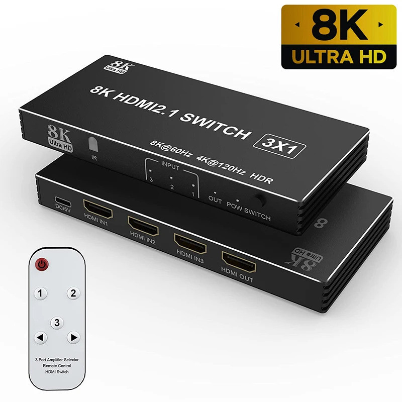 Splitter HDMI 2.1 8K @ 60 Hz 1 Entrée 2 Sorties, Répartiteur 1x2