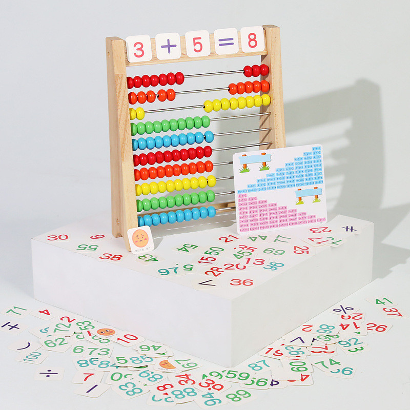 Classic Wooden Educational Counting Toy 100 Colorful Beads Preschool ...