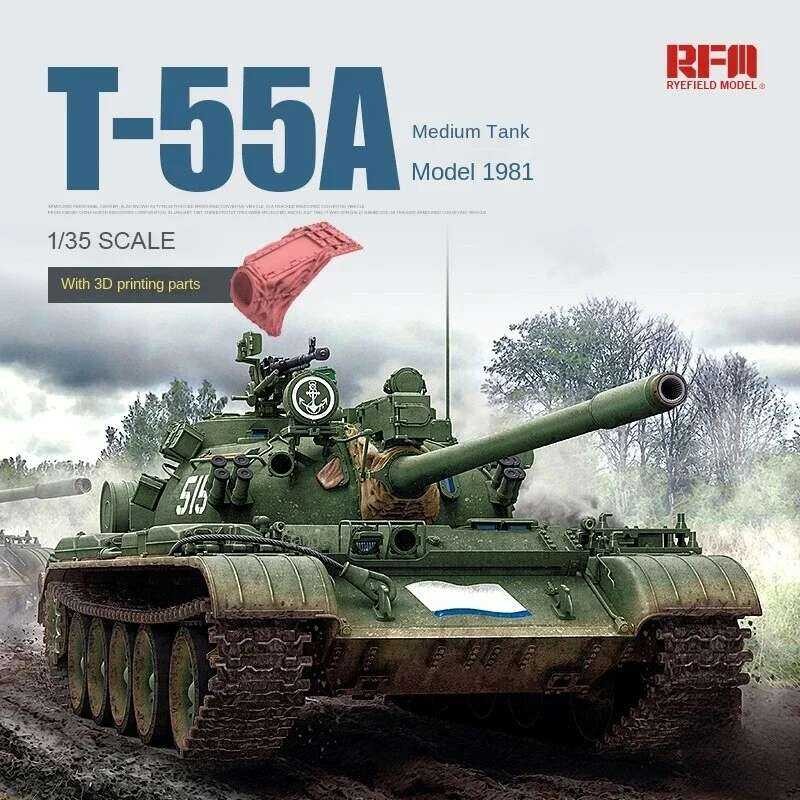 Model Ryefield RFM 1/35 Assembg Tank Scale Model Kit Rm-5098 T-55A ...